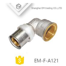 EM-F-A121 Cuivre égal femelle coude en laiton nickle plaqué raccord de compression